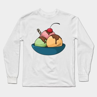 Ice cream cartoon illustration Long Sleeve T-Shirt